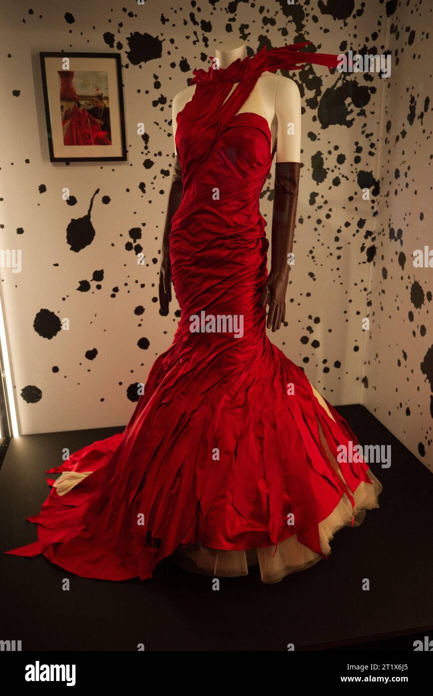 Emma Stone's Flame Dress from Cruella 2021 at the Disney100 exhibition  Stock Photo - Alamy