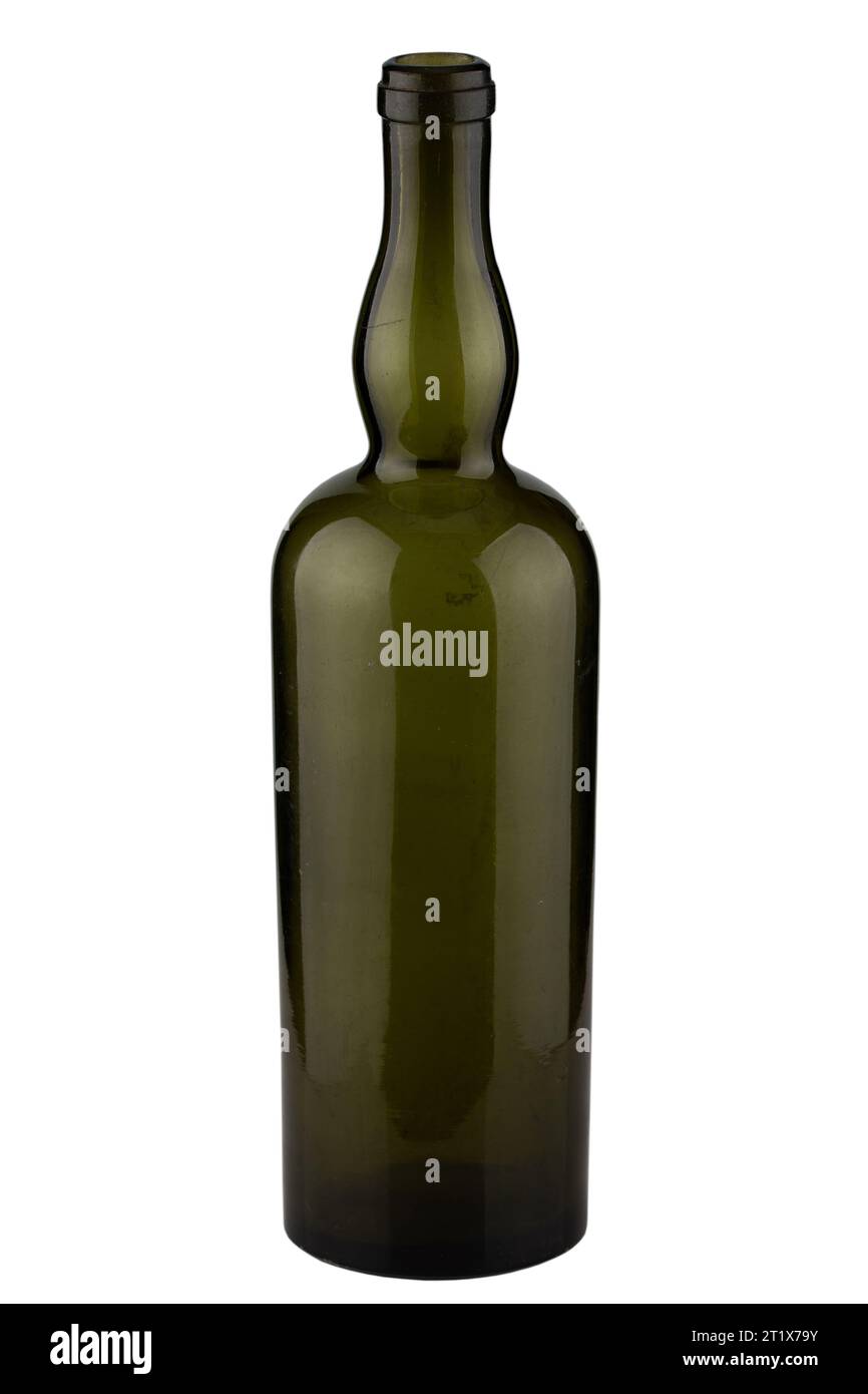 Antique retro green glass bottle isolated on white background Stock ...