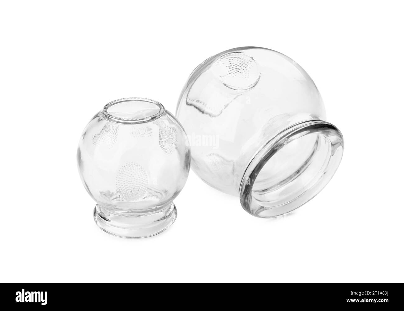 Glass cups isolated on white. Cupping therapy Stock Photo Alamy