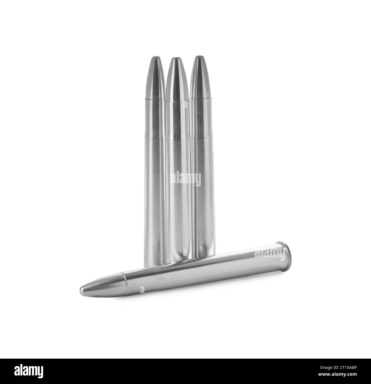 Metal bullets isolated on white. Military ammunition Stock Photo Alamy