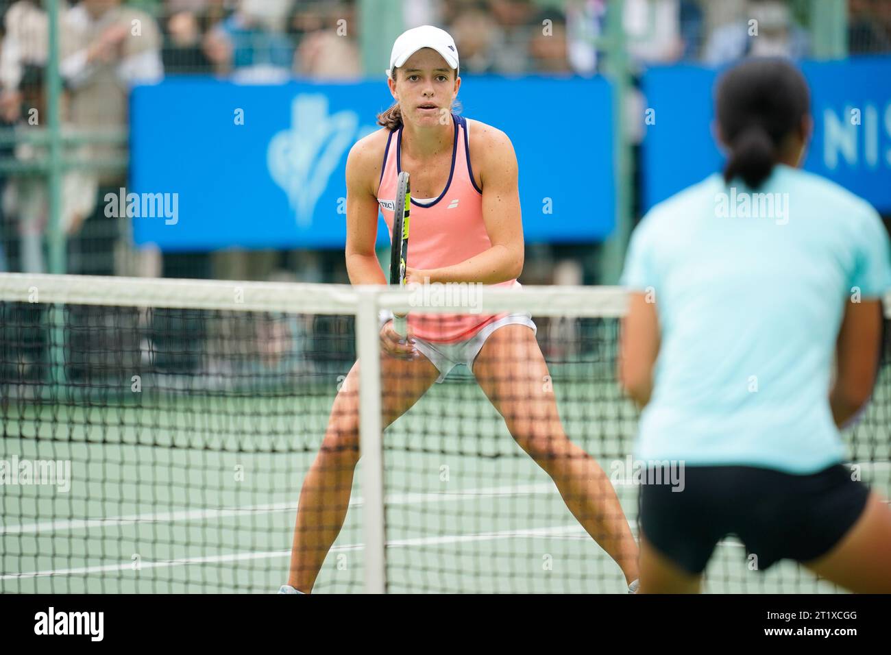 Osaka, Japan. 14th Oct, 2023. Kaitlin Quevedo (USA), October 14, 2023 - Tennis : Girls Doubles Final Match at ITC Utsubo Tennis Center during Osaka Mayor's Cup World Super Junior Tennis Championships 2023 in Osaka, Japan. Credit: SportsPressJP/AFLO/Alamy Live News Stock Photo