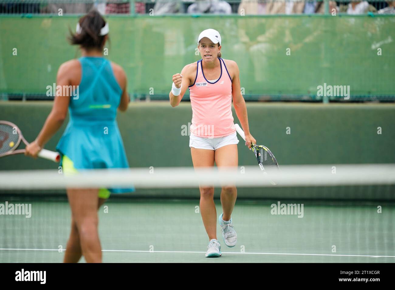 Osaka, Japan. 14th Oct, 2023. Kaitlin Quevedo (USA), October 14, 2023 - Tennis : Girls Doubles Final Match at ITC Utsubo Tennis Center during Osaka Mayor's Cup World Super Junior Tennis Championships 2023 in Osaka, Japan. Credit: SportsPressJP/AFLO/Alamy Live News Stock Photo