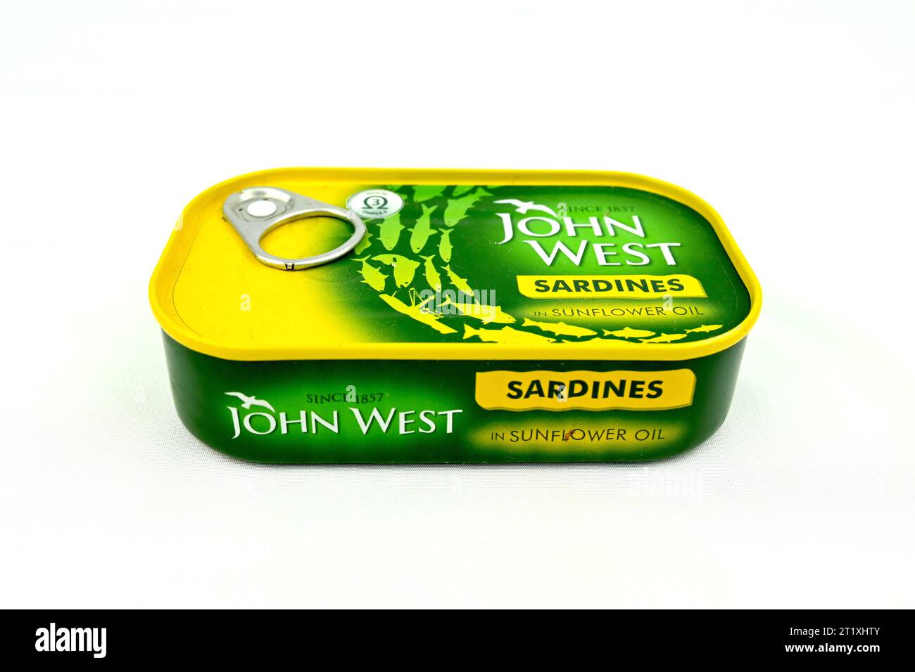 John West Sardines in Olive Oil on white background Stock Photo Alamy