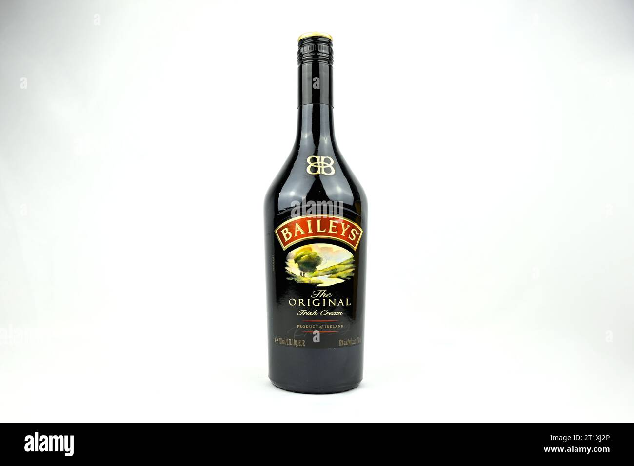 Baileys Original Irish Cream Liqueur on white background Stock Photo