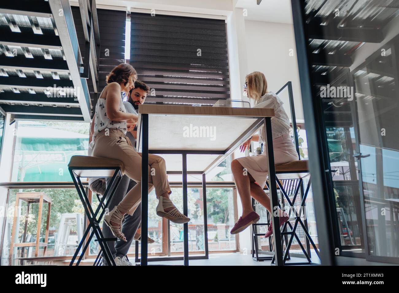 Efficient Business Partners Analyzing Reports for Future Success Stock Photo