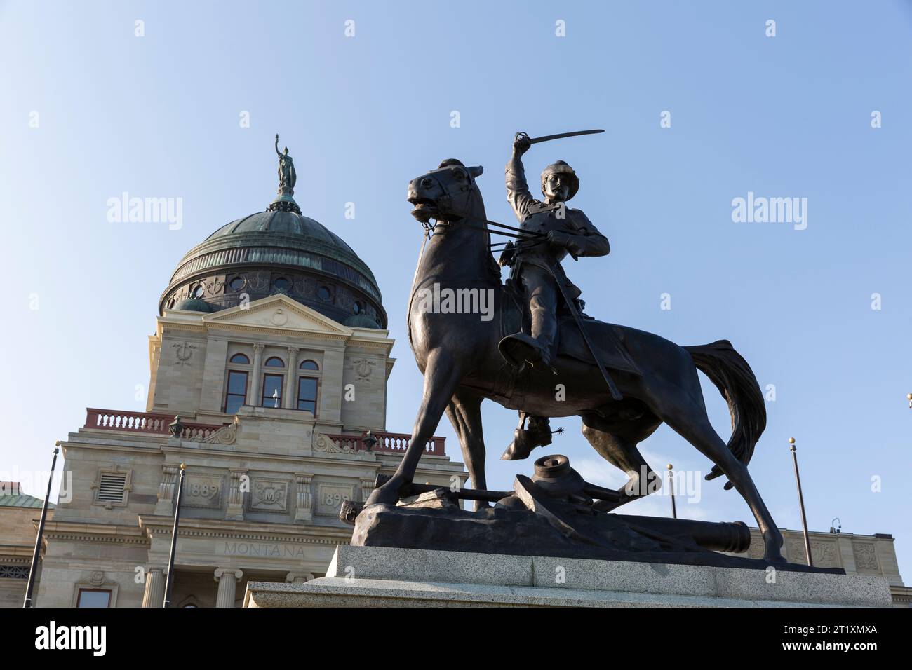 Statue of Civil War general and territorial governor Thomas Francis Meagher at the Montana State Capitol in Helena, Montana. Stock Photo