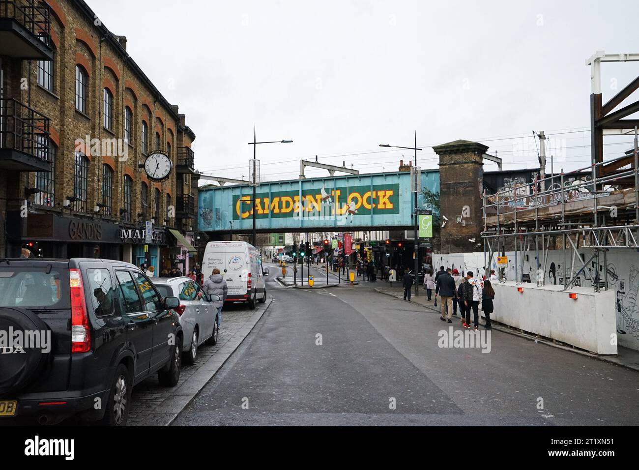 Exterior design and decoration of Camden market (Buck street market), thousands of famous stalls selling fashion, music, art and food stores in London Stock Photo
