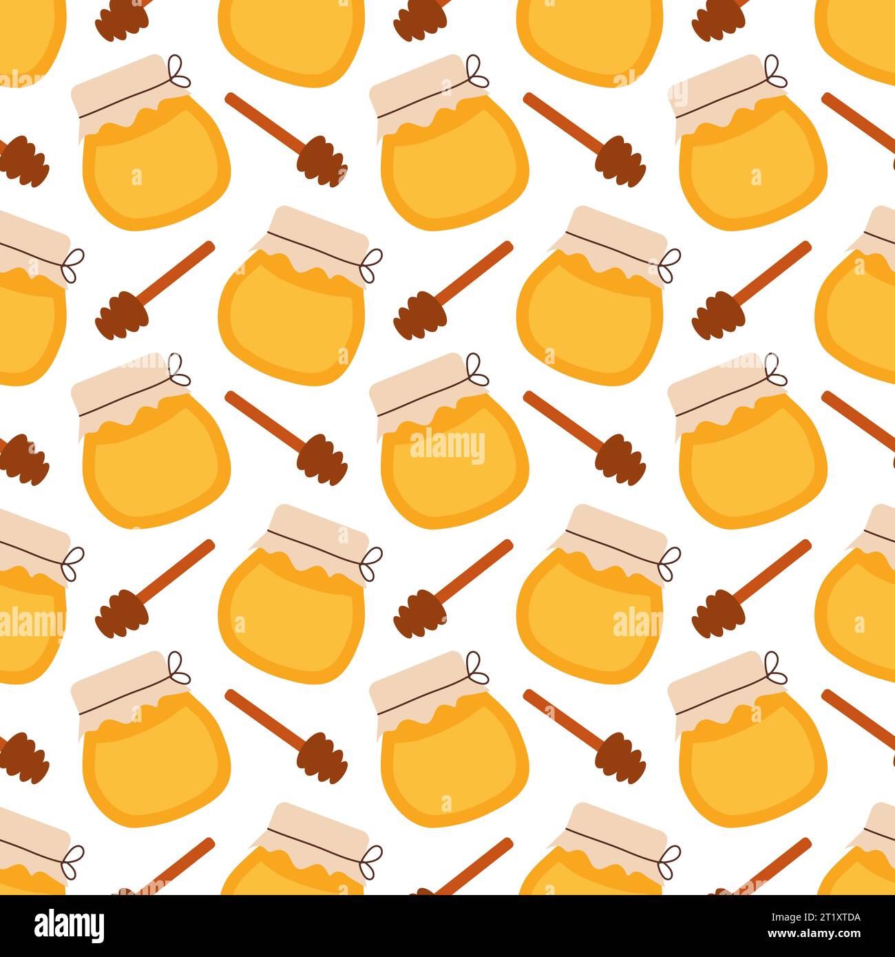 Seamless pattern with honey jar and honey dipper spoon. Vector ...