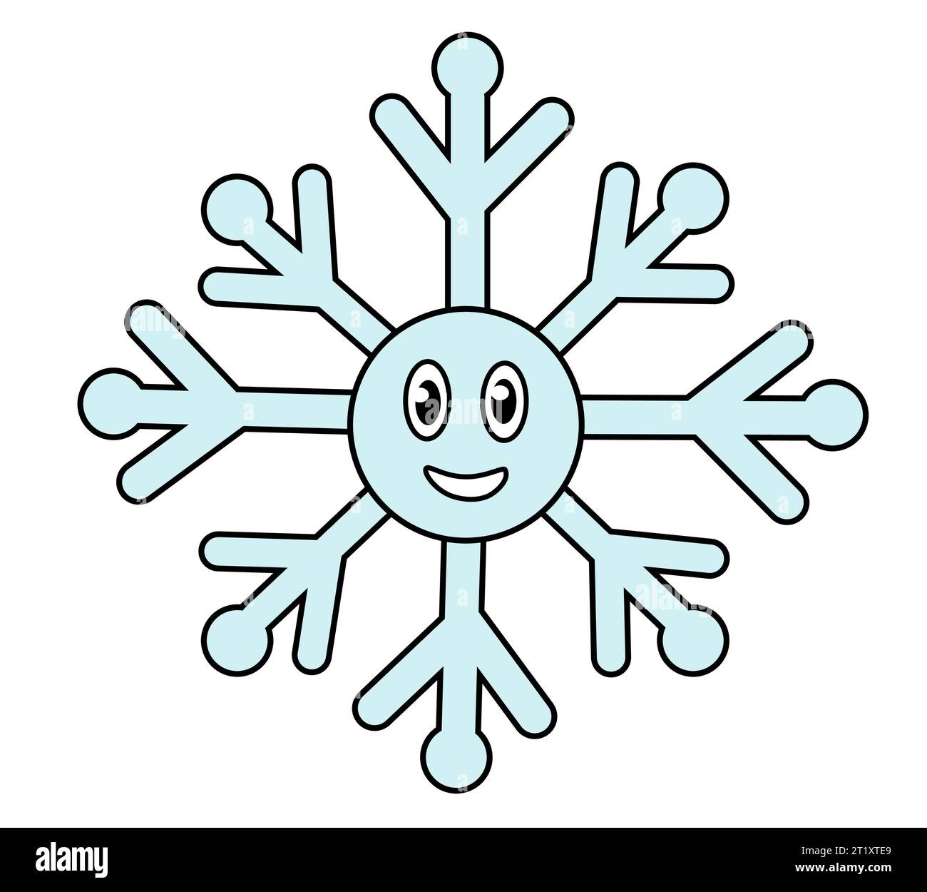 Retro 70s 60s 80s Hippie Groovy Christmas Winter Snowflake. Vector flat