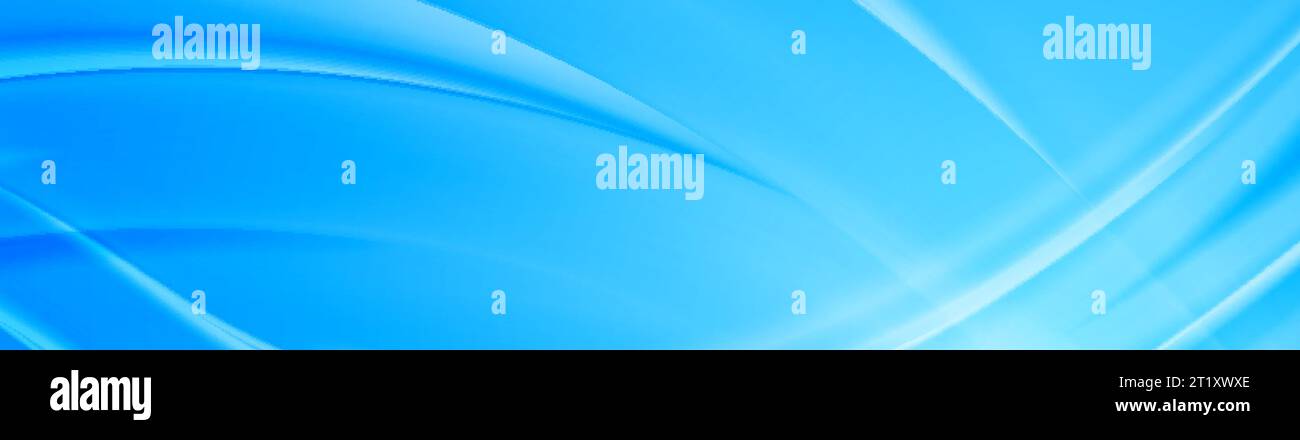 Abstract shiny light blue smooth waves banner design. Vector wavy header background Stock Vector