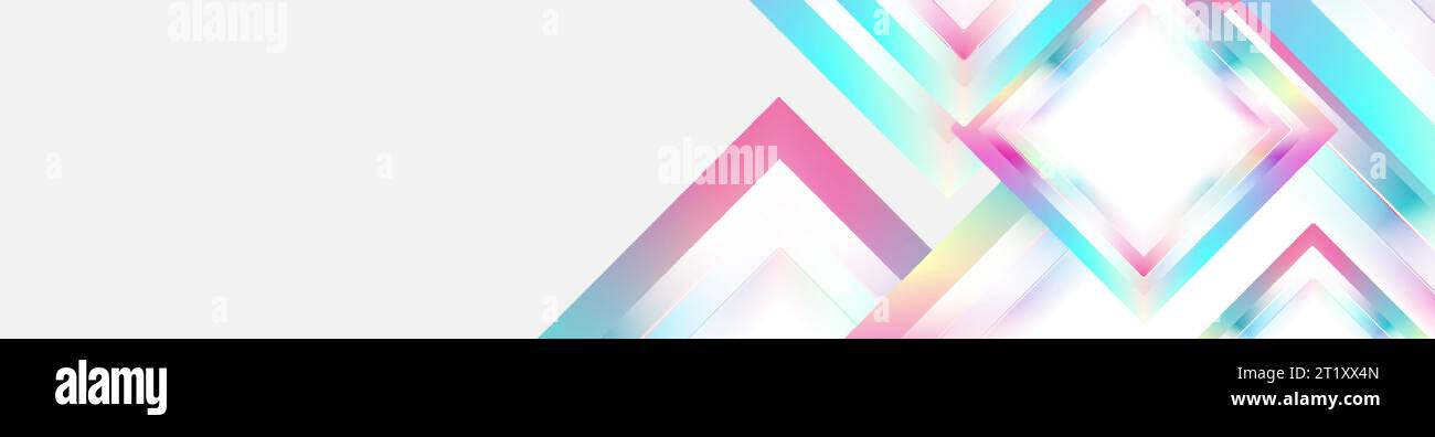 Holographic glossy squares geometric abstract tech banner. Vector art colorful background Stock Vector
