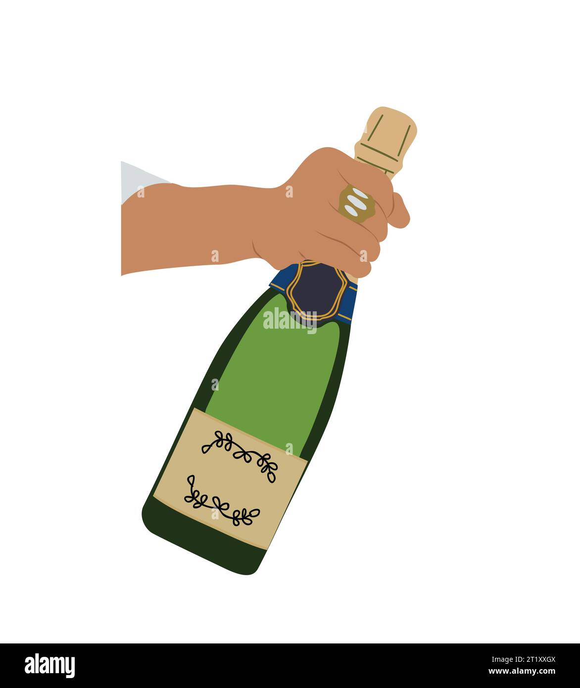 Female hand holding bottle of Champagne vector Stock Vector Image & Art ...