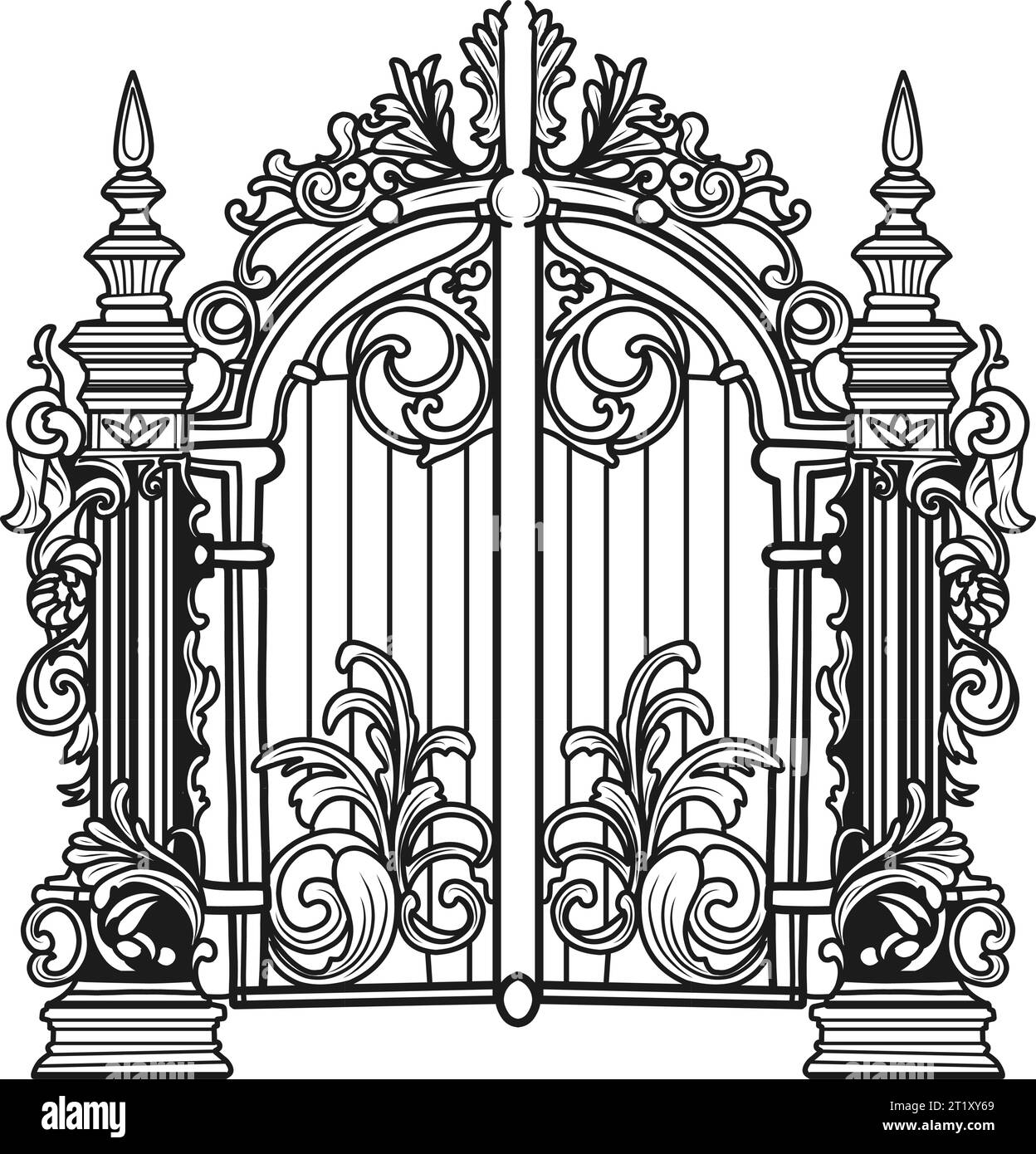 Design drawing of metal gates Stock Vector