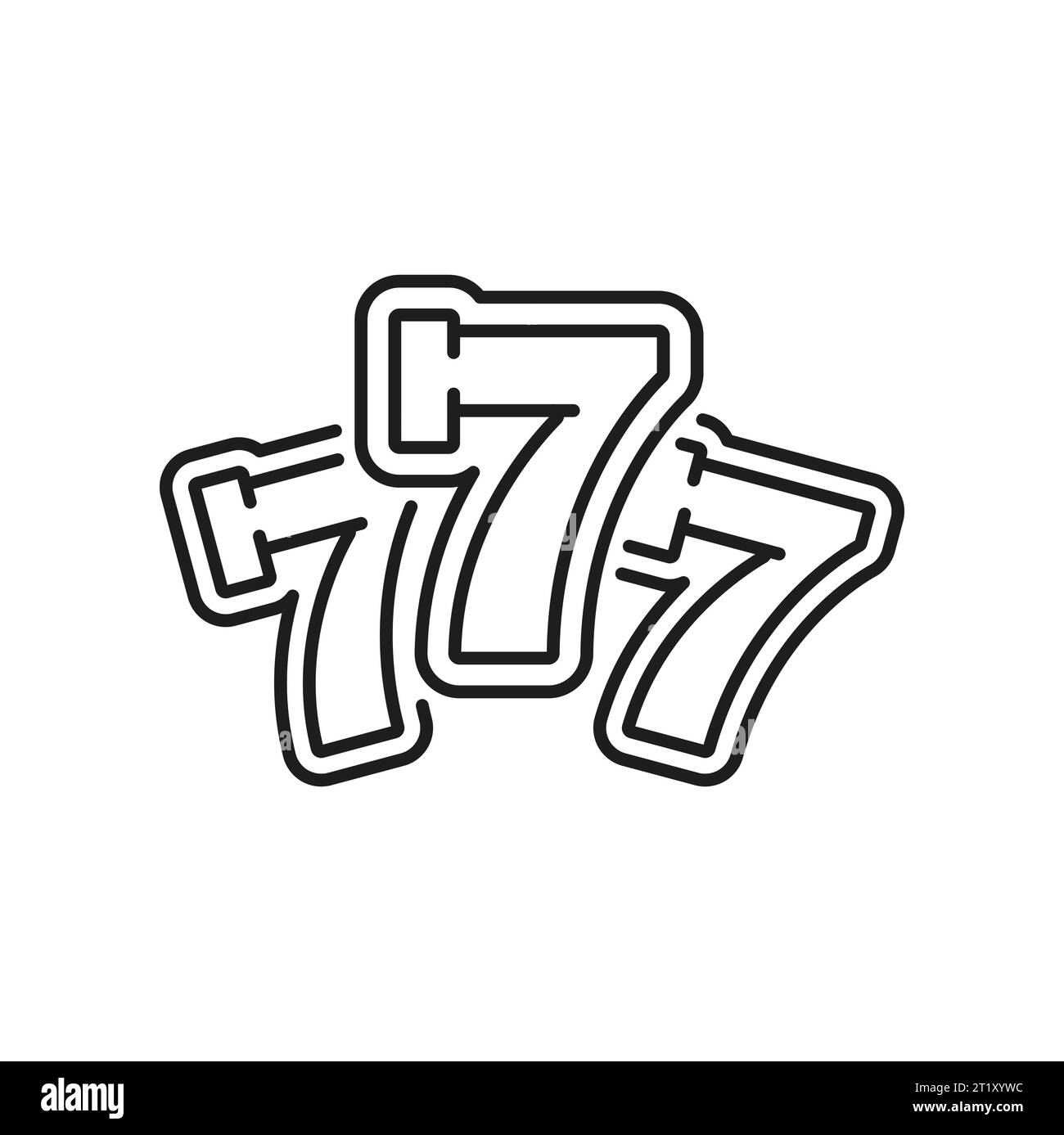 Lucky sevens combination, 777 casino element icon. Vector jackpot sign