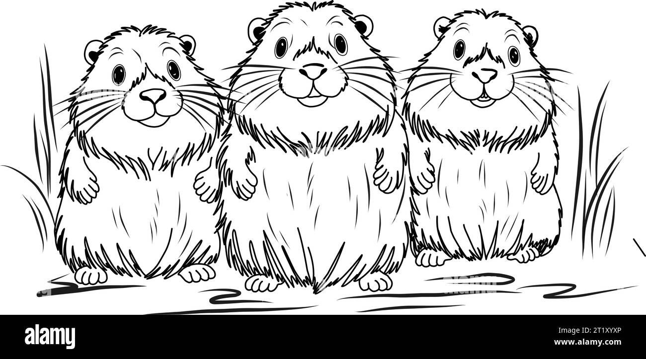 Groundhog Day February 2nd. Cute baby animal beaver.Groundhog day