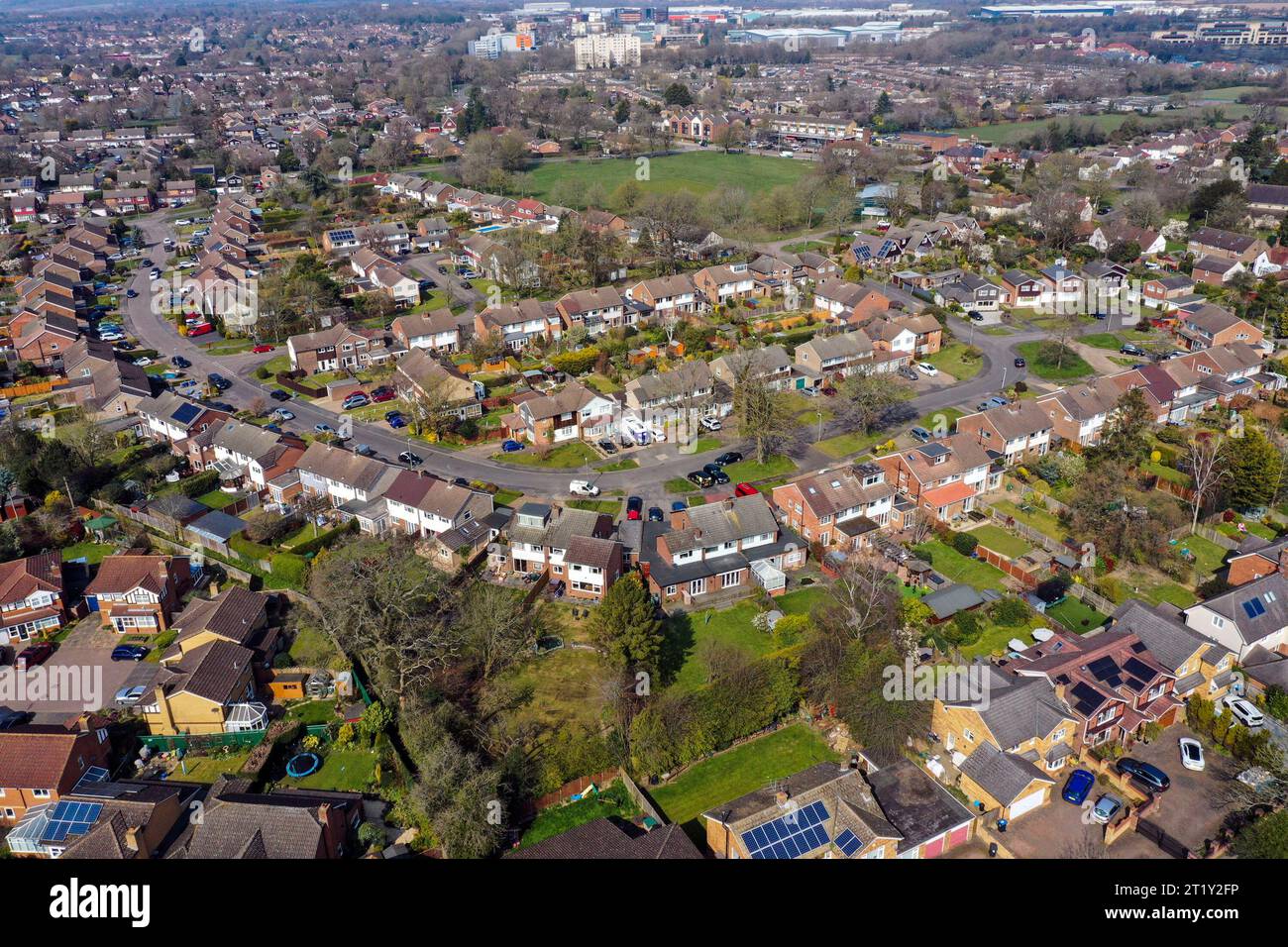 File photo dated 27/03/2020 of an aerial view of Leverstock Green, near Hemel Hempstead. This year saw the weakest month of October for house sellers' asking price growth since the 2008 financial downturn, according to a property website. Across Britain, the average new seller asking price increased by 0.5% (£1,950) month-on-month in October, to reach £368,231, Rightmove said. But the increase in October 2023 was the smallest average asking price rise for this time of year since 2008, and well below the average increase of 1.4% recorded in October over the past 20 years, the website said. Issu Stock Photo