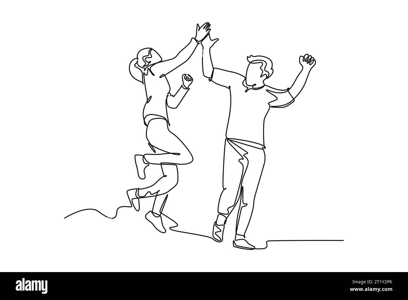 Continuous one line drawing young happy couple male and pretty female