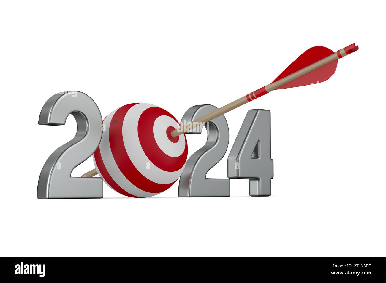 2024 new year on white background. Isolated 3D illustration Stock Photo