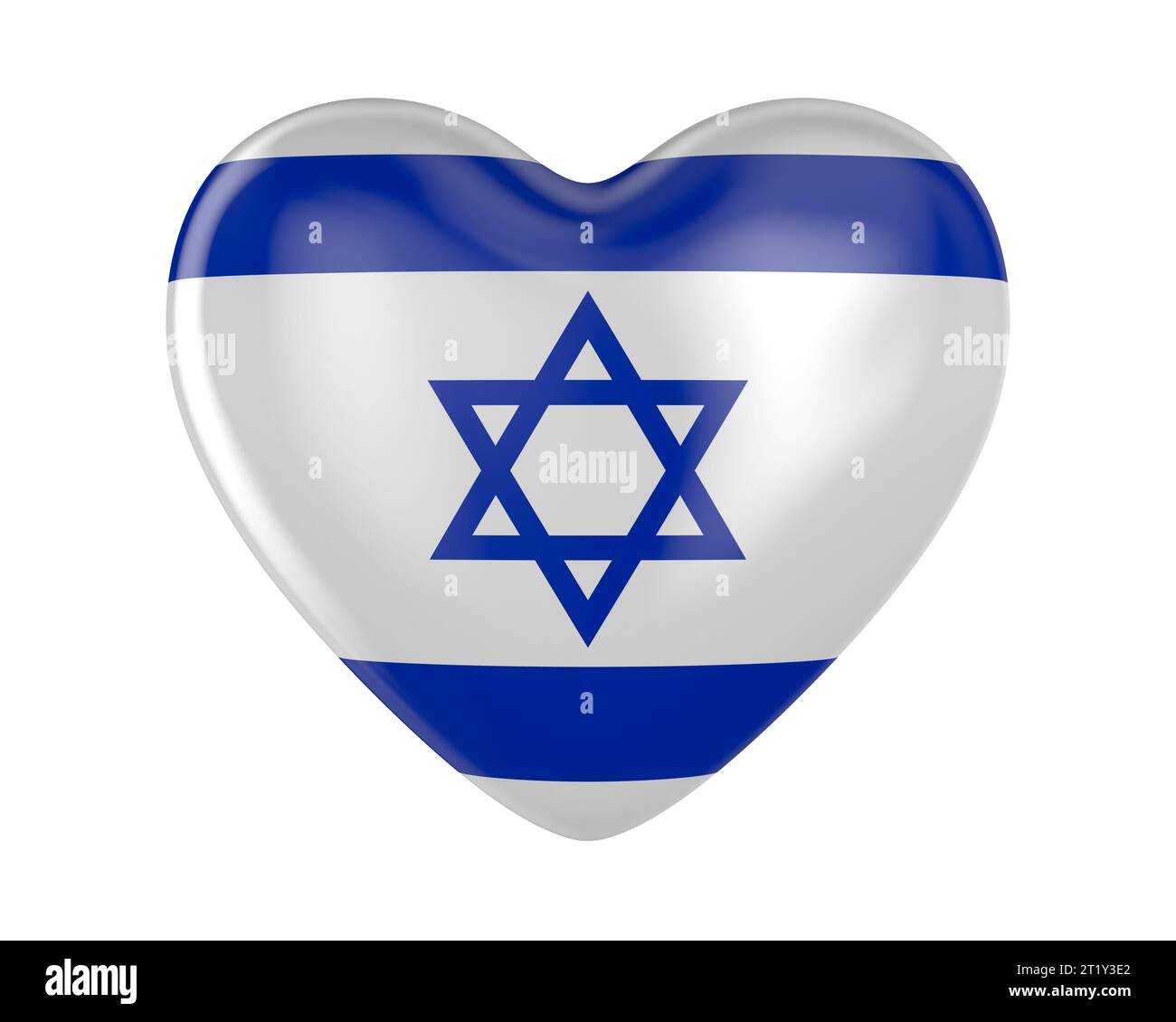 heart with Israel flag on white background. Isolated 3D illustration Stock Photo