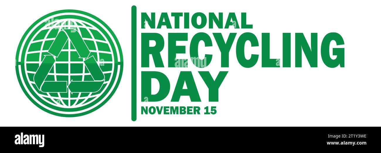 National Recycling Day. November 15. Vector illustration of a green