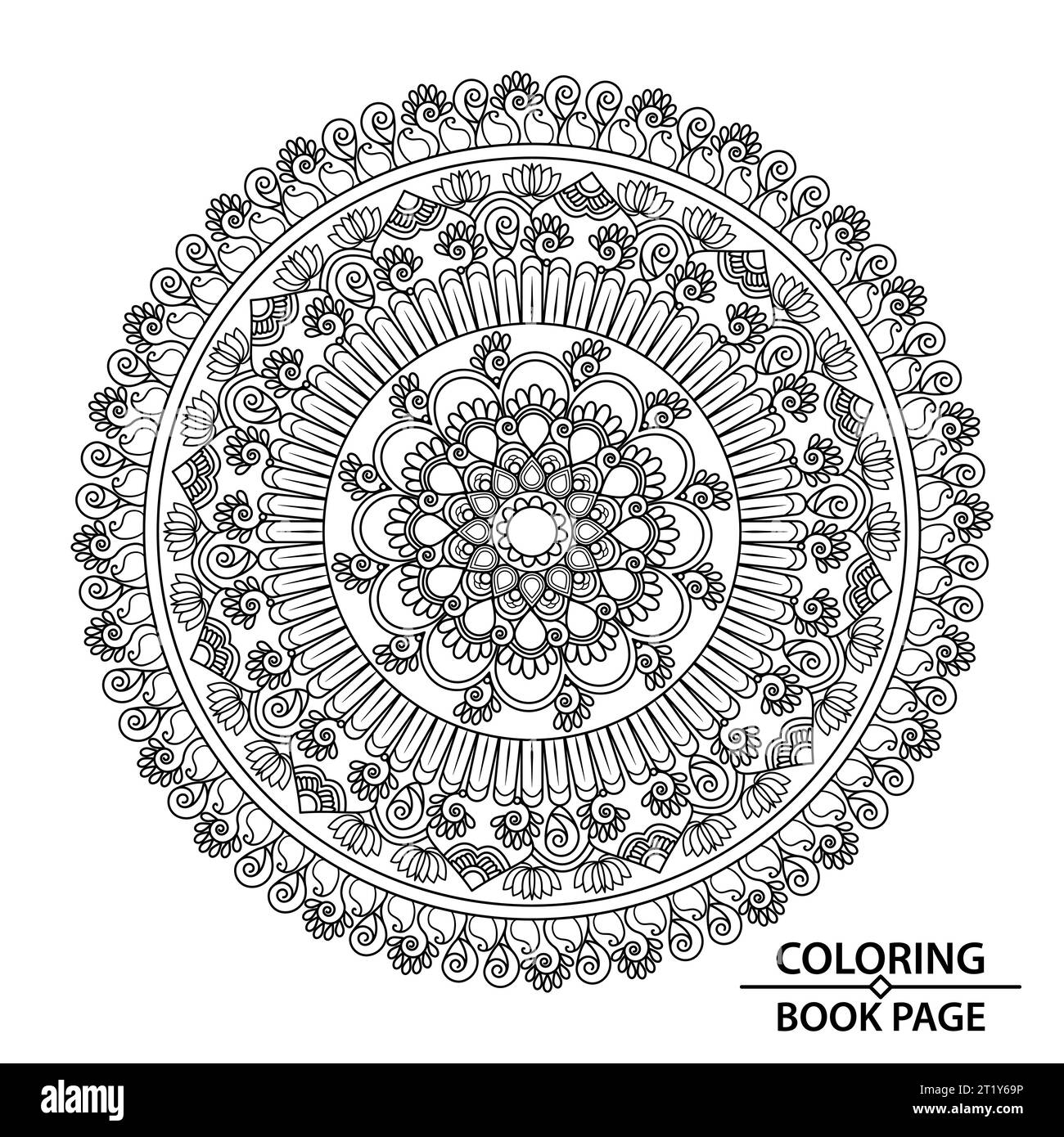 Mandalas for Relaxation and Meditation Coloring Book Page Editable and Resizeable Vector File Stock Vector