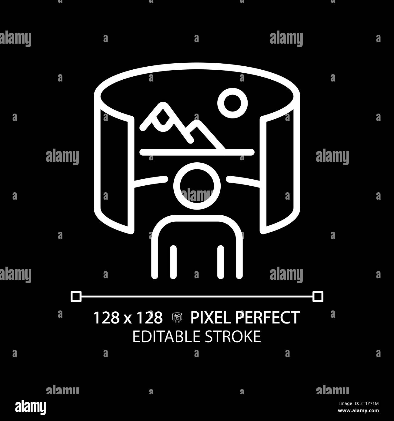2D thin linear white virtual landscape image icon Stock Vector