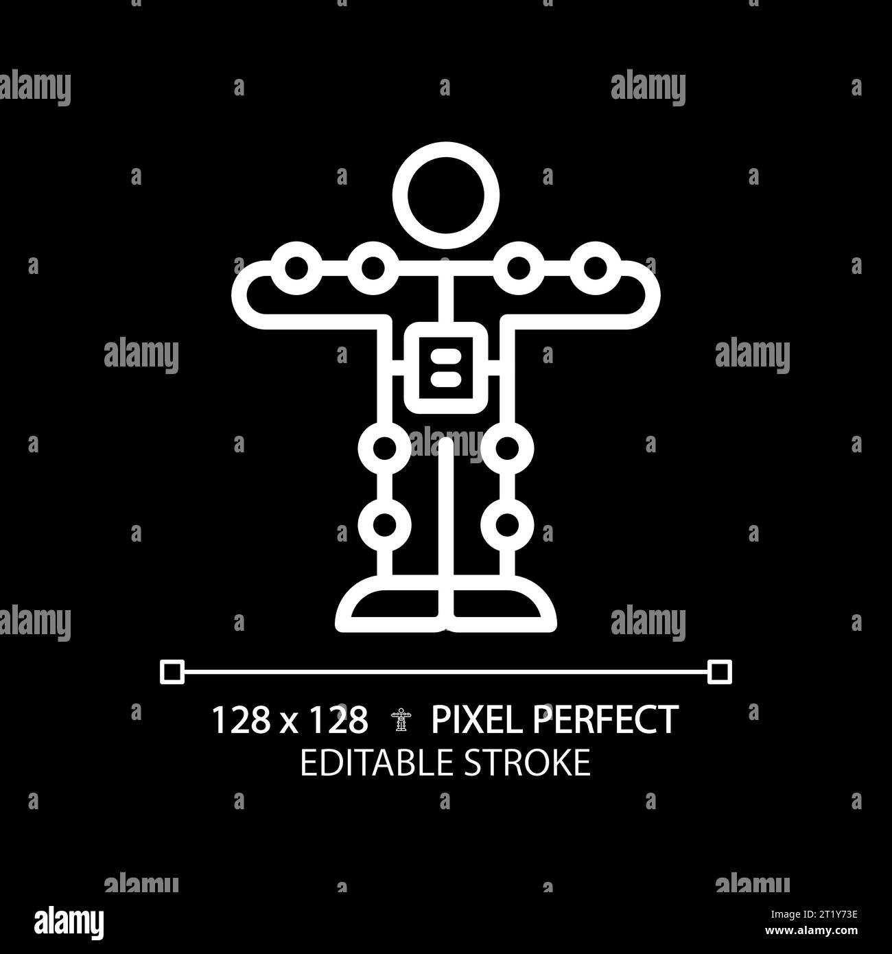 2D thin linear white motion capture suit icon Stock Vector