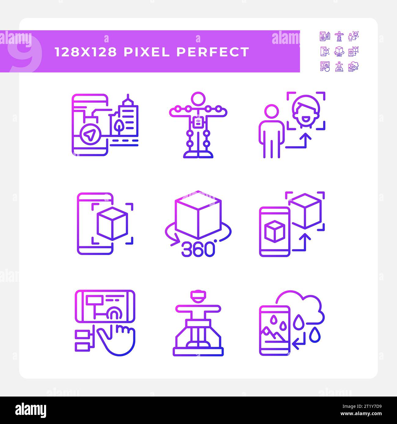 2D pixel perfect gradient VR, AR and MR icons Stock Vector Image & Art ...