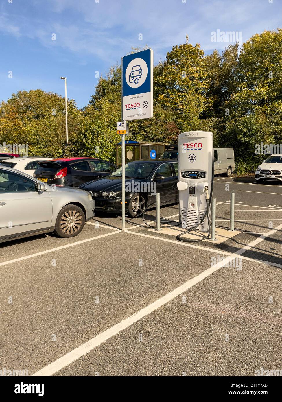 Winchester, Hampshire, England, UK. 15.10.2023. Electric car charging