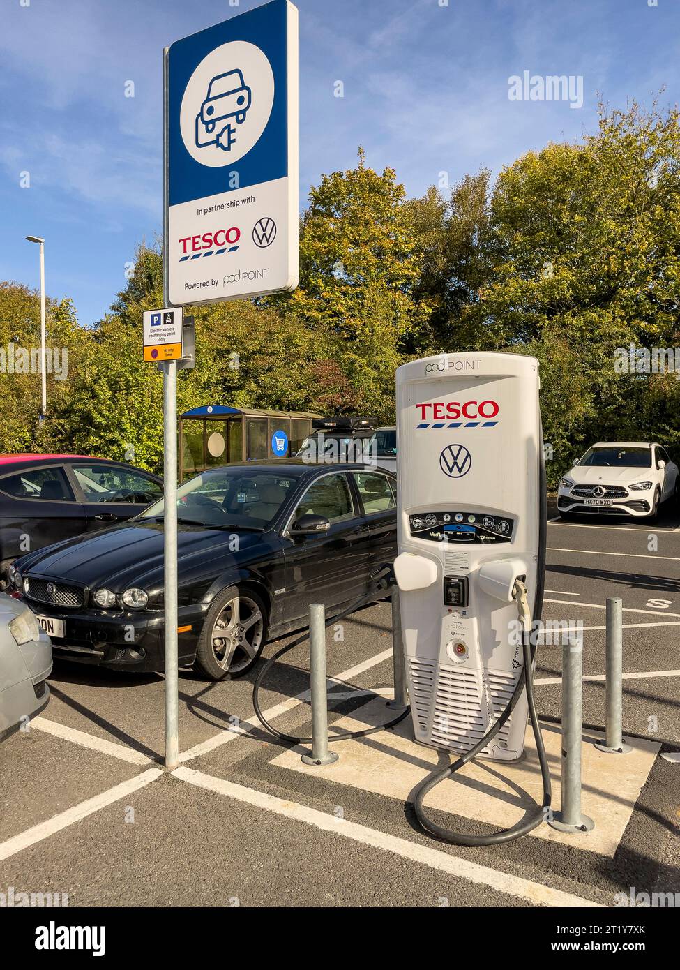 Winchester, Hampshire, England, UK. 15.10.2023. Electric car charging