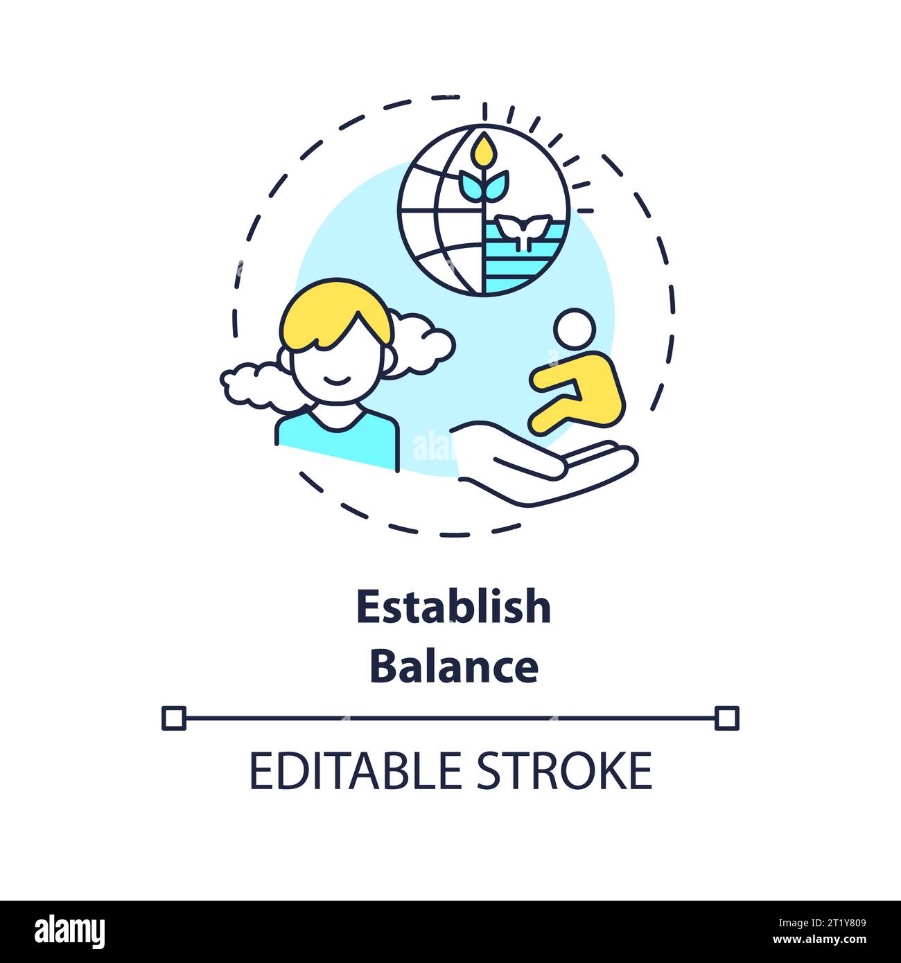 2D customizable thin line icon establish balance concept Stock Vector
