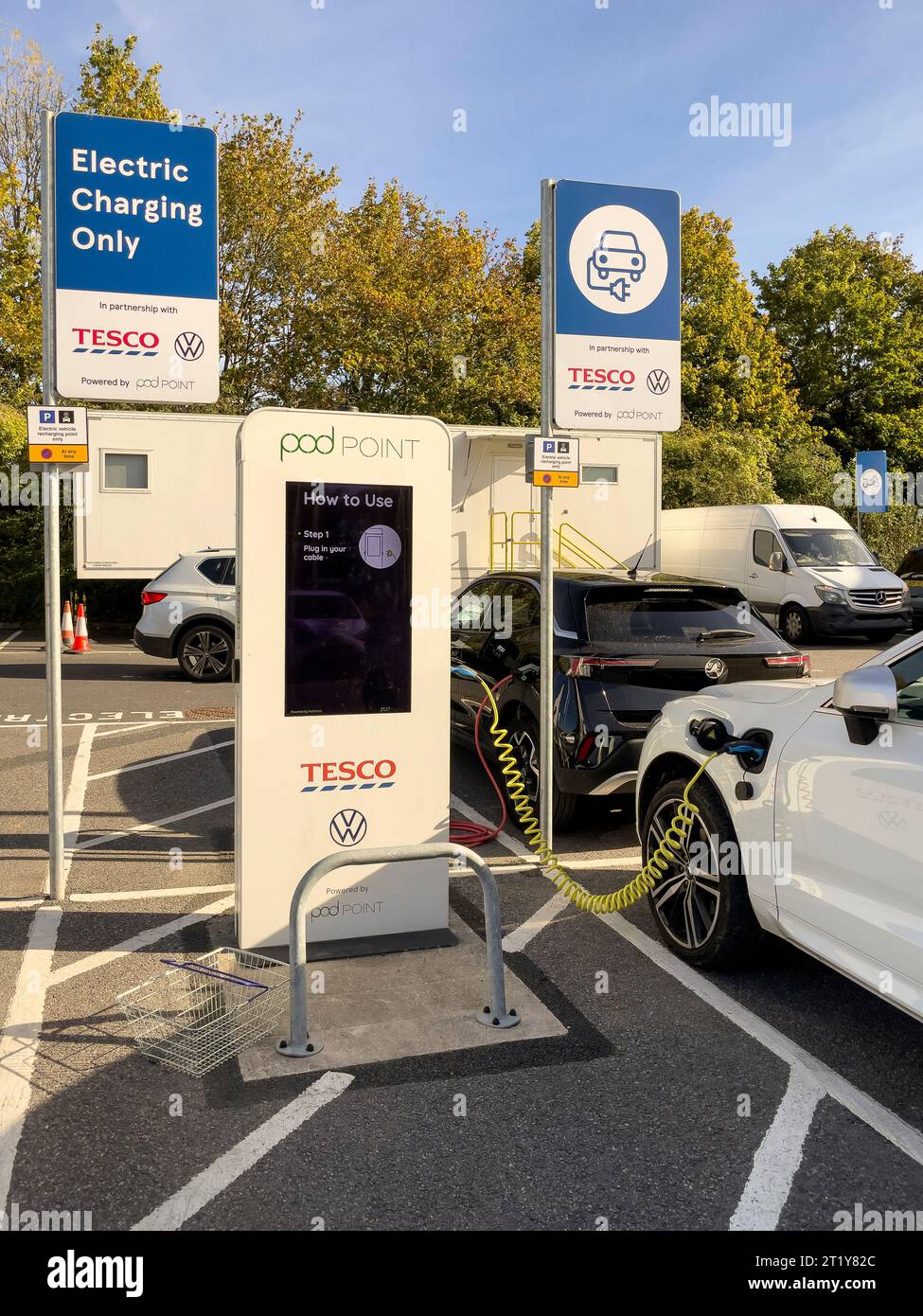 Winchester, Hampshire, England, UK. 15.10.2023. Electric car charging