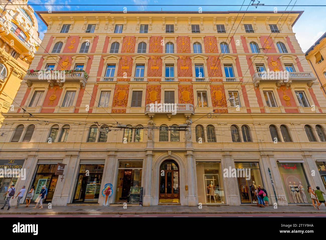 Lxury building in Art Nouveau style on south side of Via XX Settembre (31 Via XX Settembre), Genova city centre, Italy. Stock Photo