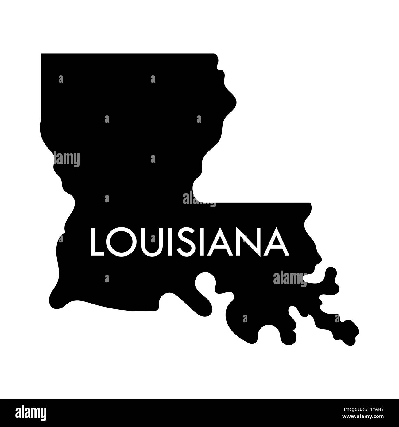 Louisiana a US state black element isolated on white background. United state of America. Map with county borders. Stock Vector