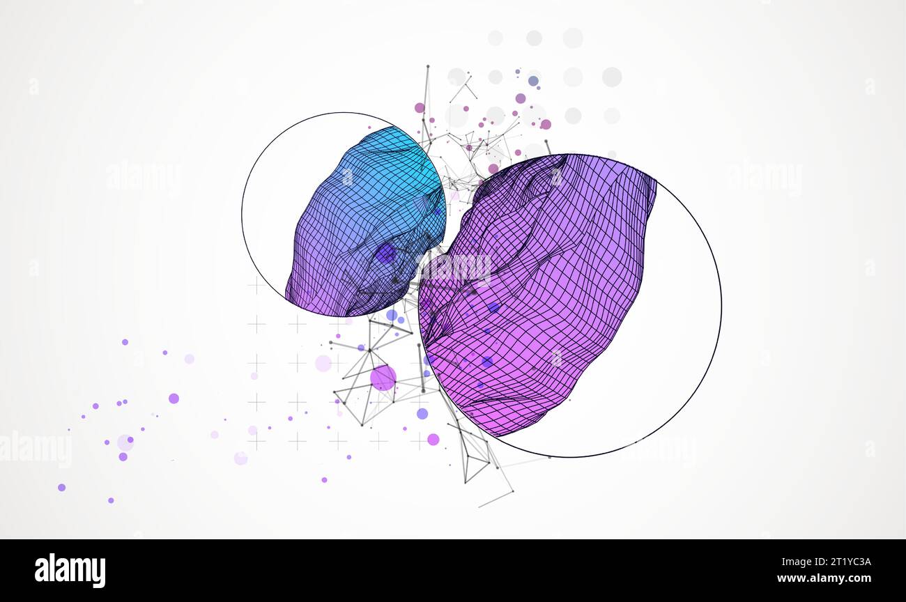 Modern science or technology elements. Trendy abstract background. Cyberspace surface illustration. Vector. Stock Vector