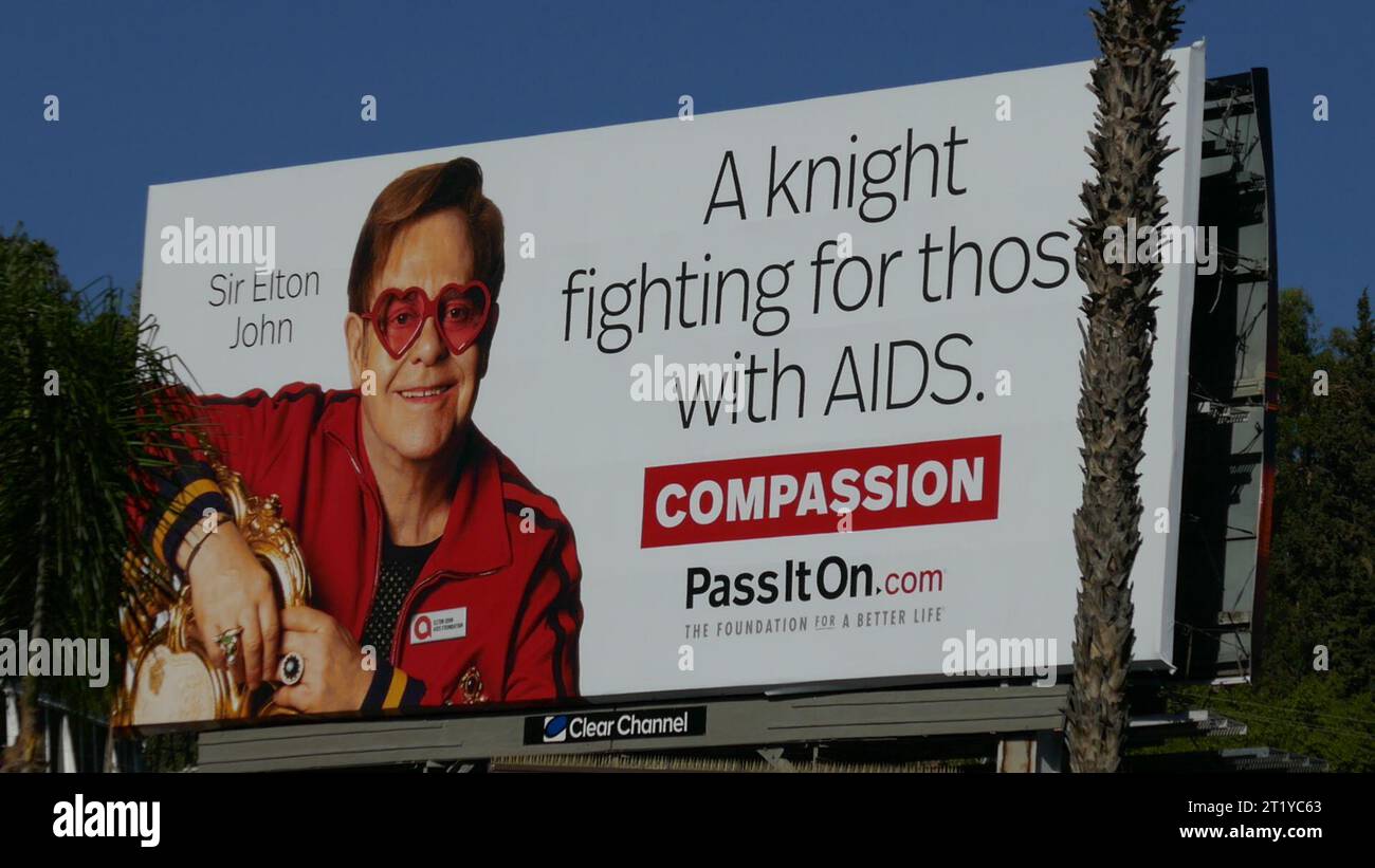 Los Angeles, California, USA 14th October 2023 Elton John Fighting Aids ...