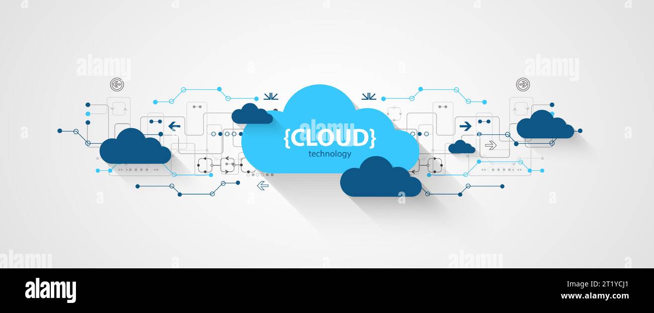Cloud storage technology. Integrated digital web concept background ...