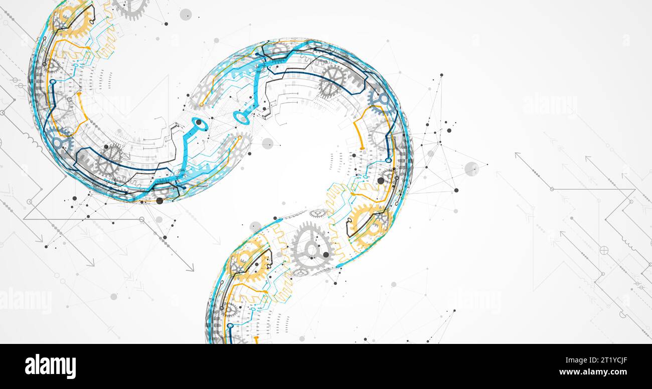 Abstract color vector background on a technological theme is created using many different technical elements. Global network concept. Stock Vector