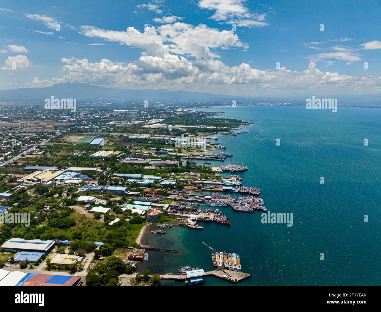General Santos Fishport. Blue sea and sky with clouds. Mindanao, Philippines. Travel concept. Stock Photo