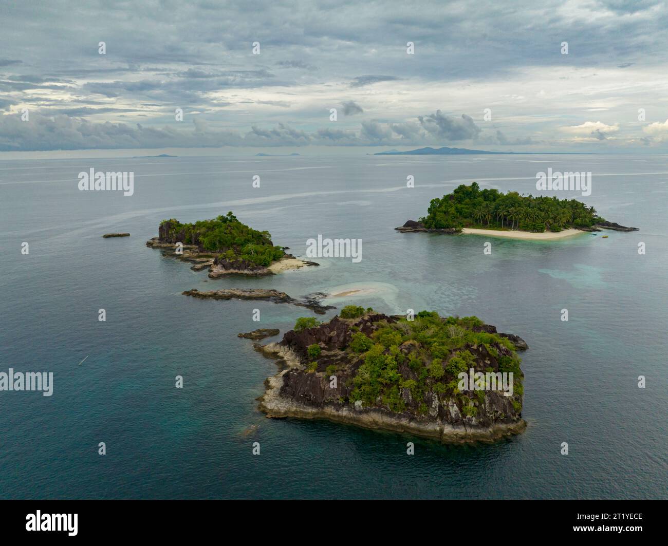 Once Islas with white beach in Zamboanga. Mindanao, Philippines. Seascape. Stock Photo