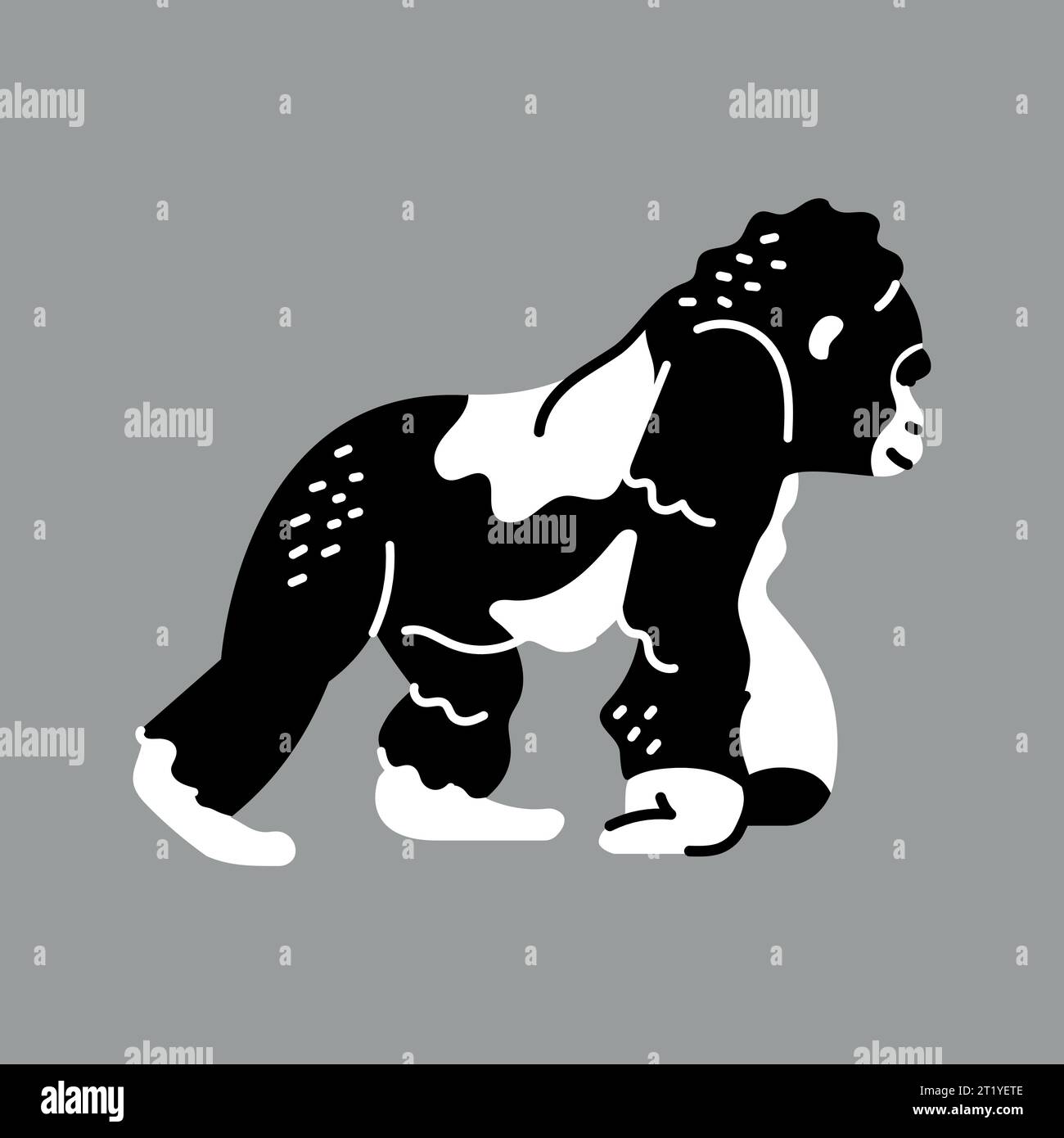 Hand drawn gorilla monkey color concept. Children's character. Abstract
