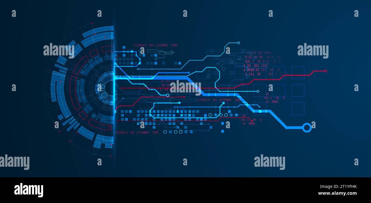 Abstract half-circle technology circuit board. Communication concept. Stock Vector