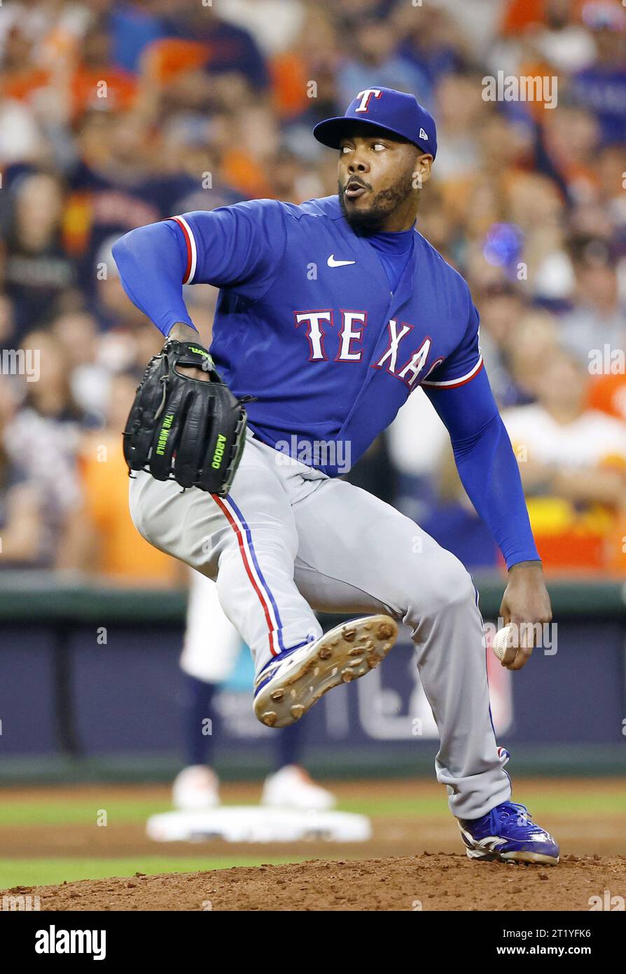 Aroldis Chapman pitches in relief for the Texas Rangers in Game 1 of ...