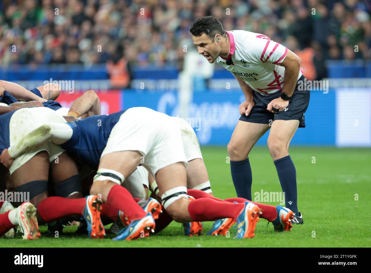 Saint Denis, France. 15th Oct, 2023. Referee Ben O'Keeffe of New