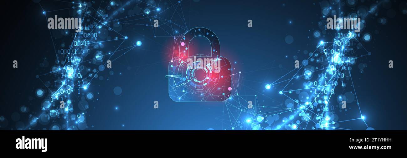 Data security Illustrates cyber data or information privacy idea. Color abstract  internet technology. Stock Vector