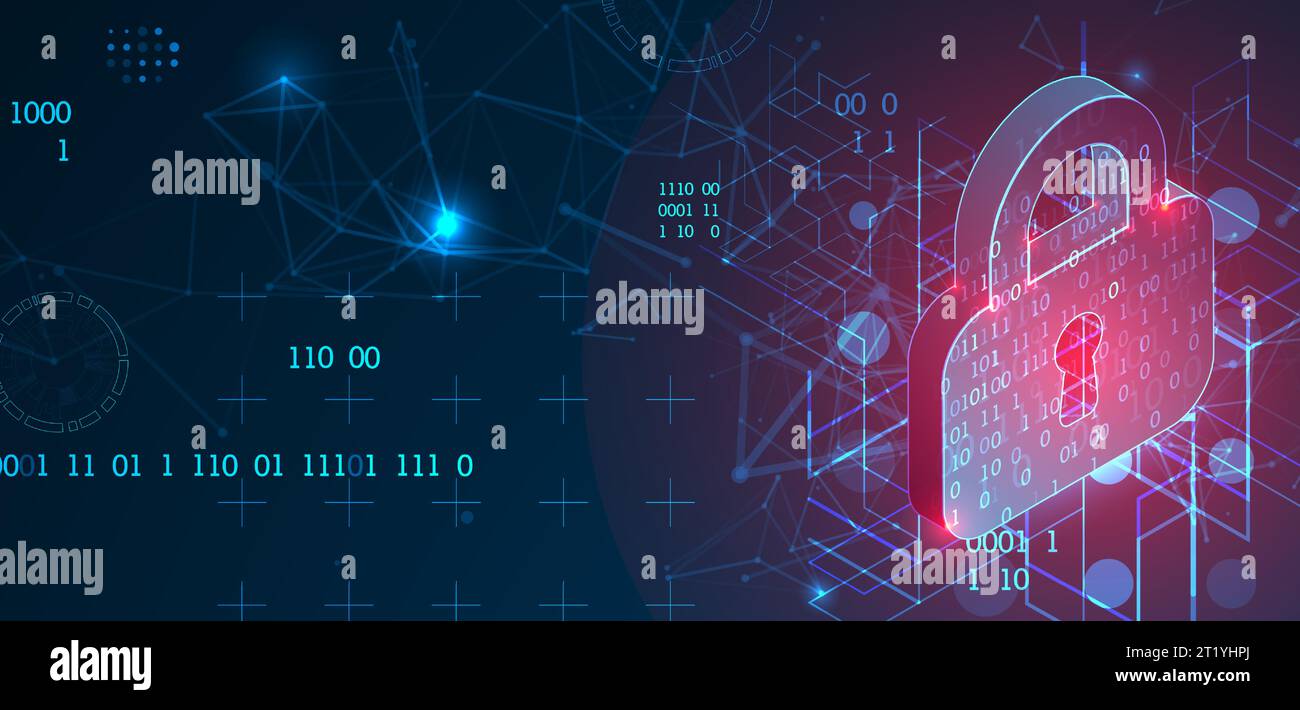 Personal data security Illustrates cyber data or information privacy idea. Color abstract  internet technology. Stock Vector