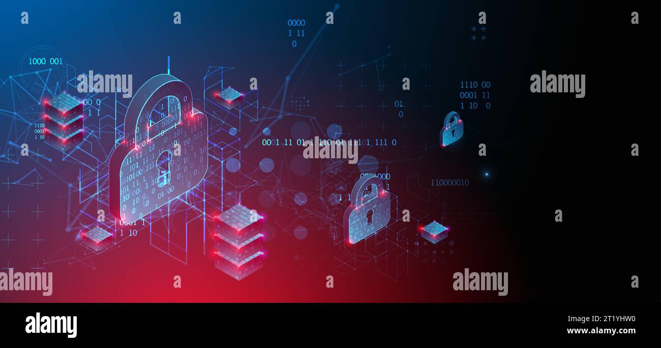 Personal data security Illustrates cyber data or information privacy idea. Color abstract internet technology. Stock Vector