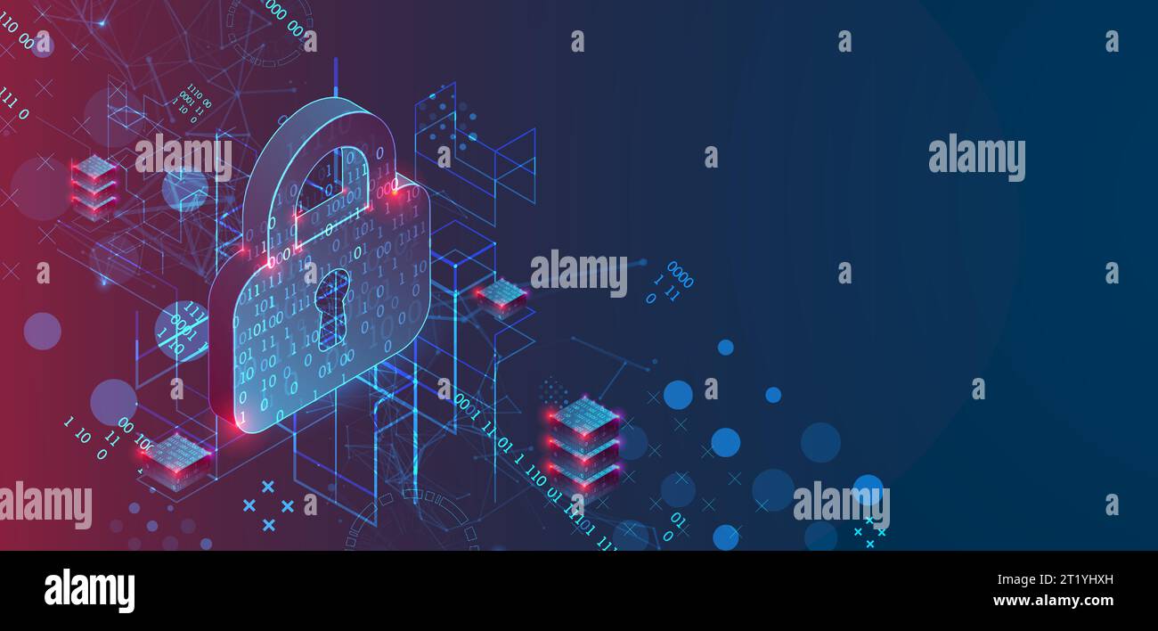 Personal data security Illustrates cyber data or information privacy idea. Color abstract  internet technology. Stock Vector