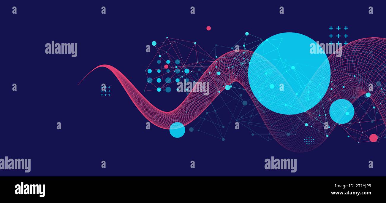Modern science or technology art background. Vector wireframe tentacle. Stock Vector