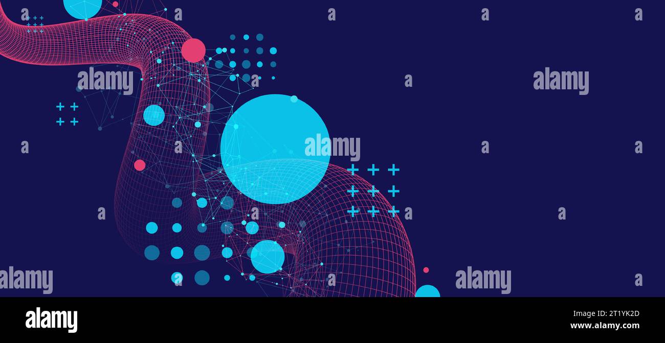 Modern science or technology art background. Vector wireframe tentacle. Stock Vector